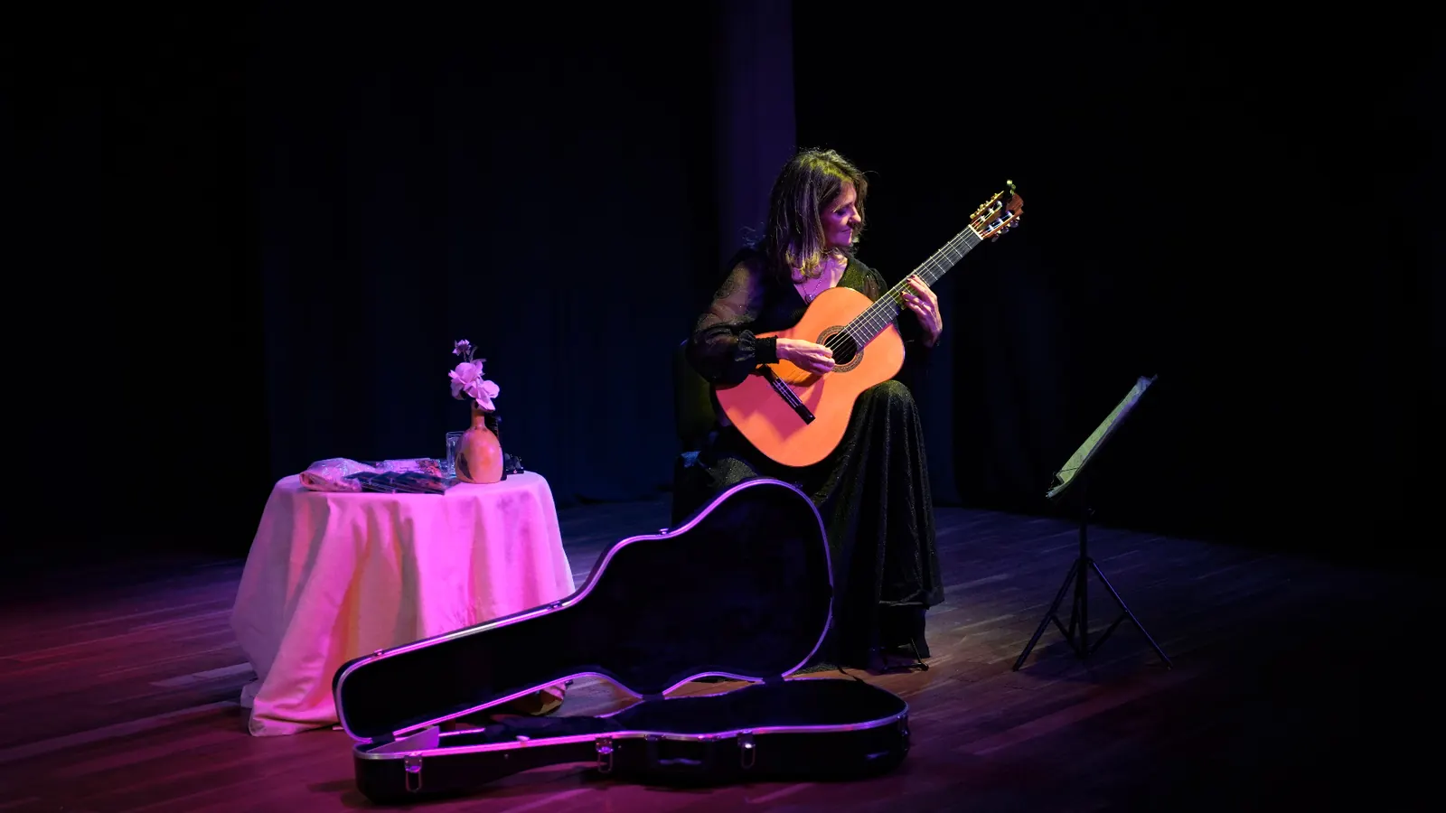 Carmem Di Novic em palco, concerto Trajetórias
